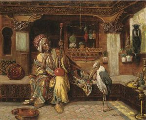 Oriental Smoker With Hookah And Marabou