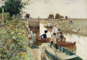 Boaters In A Lock On The Thames