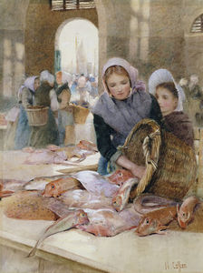 女性 ザー  魚  市場  ブーローニュ