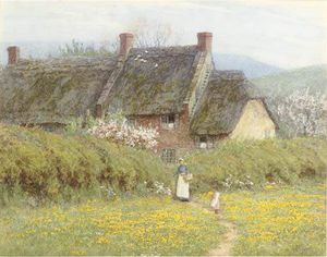 A Cottage With A Mother And Child