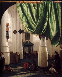 Interno Della Oude Kerk, Delft, con la tomba del Piet Hein