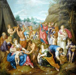 The Israelites Gathering Manna
