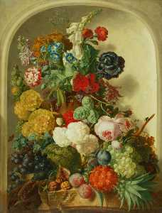 Still Life - Flowers And Fruit