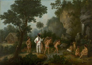 Indians Crossing A Creek