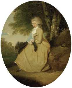 Retrato de una dama sentada  bajo  Un  tronco