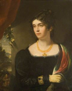 Portrait Of A Woman In A Black Dress With A Gold Necklace
