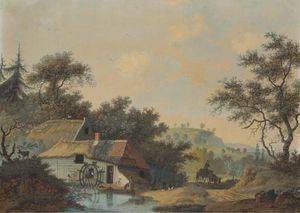 A Landscape With A Water Mill Creek Near