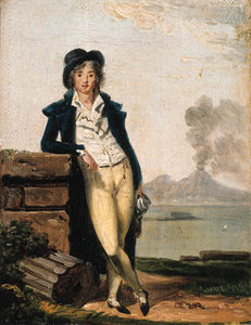 porträt von einem jung mann , Full-length , mit dem berg vesuvius jenseits