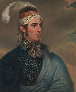 Portrait du major John Norton Comme chef mohawk Teyoninhokarawen