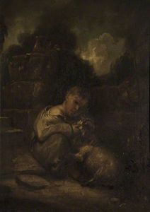 un niño con un `lamb`