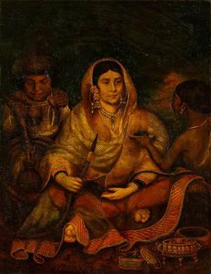インディアン 女性 そして二つ `servants`