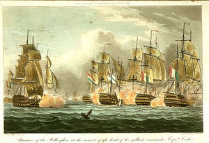 Situation Of The Bellerophon At The Moment Of The Death Of Her Gallant Commander Captn