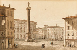 Piazza Colonna With The Column Of Marcus Aurelius, Rome