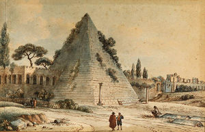 The Pyramid Of Caius Cestius With The Aurelian Walls, Rome