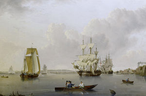 navires marchands et Indiamen situées au large de l île des Chiens