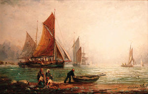Fishermen Laying Their Nets; And The Returning Fishing Fleet