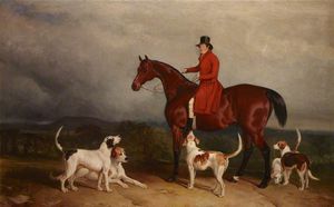 James der Young Commodore Watson, auf einem Hunter, mit Hunden