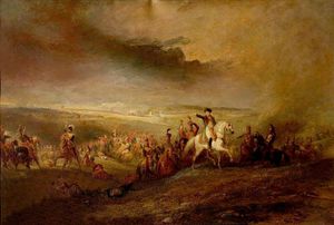 Napoléon quitte le terrain de Waterloo