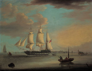 A Clipper Leaving London, With A View Of Greenwich Beyond