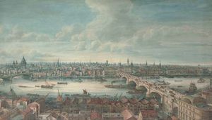 View Of The River Thames With Blackfriars Bridge, St Paul's, London Bridge And The Monument