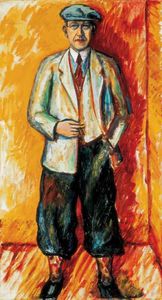 Portrait Of A Man At Orange Background