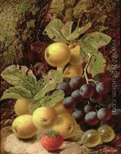 vida inmóvil con las manzanas uvas  fresa