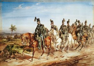Fusileros británicos en patrulla a caballo
