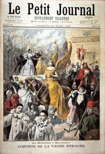 Página de título que representa la procesión de la vaca loca