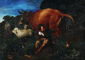 羊飼いの少年 と　 牛（）