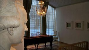 The Painter's Bust Seemingly Viewing A Shady Angle Of Room