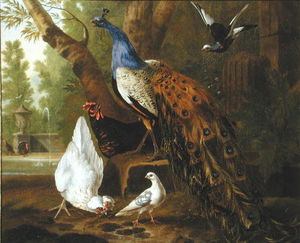 An Assembly Of Birds In A Classical Park,