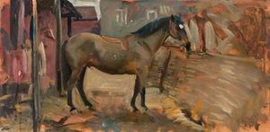 A Bay Horse In A Stable -