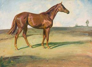 A Chestnut Horse In A Landscape