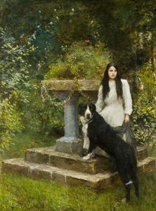 Gwenddydd, And Her Dog In A Garden