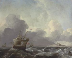 Dutch Man-of-war In Stormy Waters