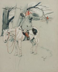 Farmer And Horse And Huntsmen