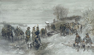 French Troops Cross A Frozen River