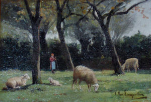 Shepherdess With Sheep