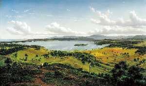 Vue sur le lac illawarra avec distant