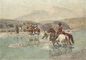 cosacos cruce  Un  Río