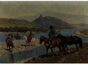 cosaques `crossing` le rivière
