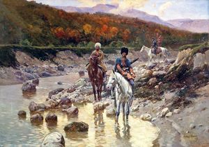 Cossacks In A Mountain River