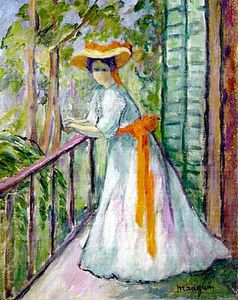 Woman On The Balcony, Or Jeanne Standing At Ruban Orange