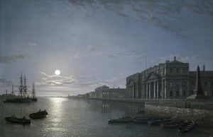 Die Themse und Greenwich Krankenhaus durch Mondschein
