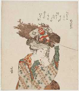 Woman Of Ôhara With Firewood Bundle And Kite