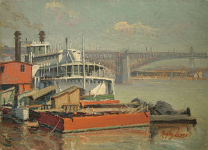 Paddle Steamer Mark Twain, Fiume Mississippi Eads Bridge At St. Louis