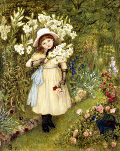 Effie Halten einer Lilie und einem Posy Of Roses