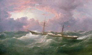porträt des 'isis' , Ein Dampf und segel Schiff