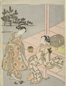 Two Women Collecting Pine Shoots For New Year