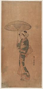 Woman Walking Under An Umbrella